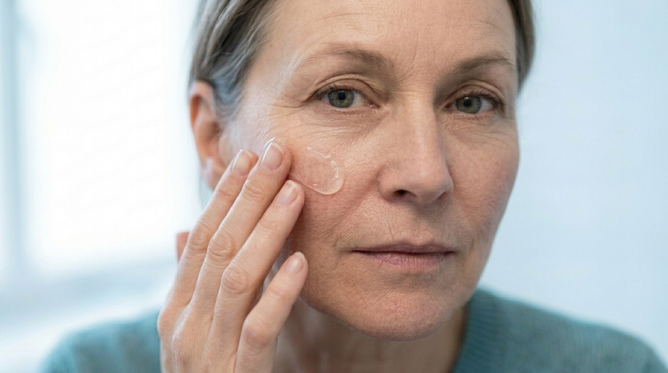 Anwendung des Serums auf der Wange